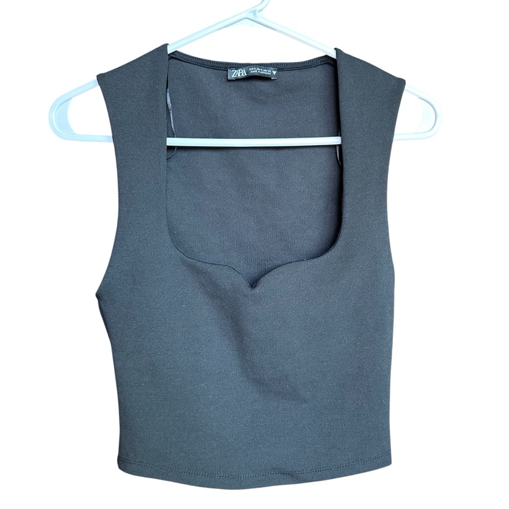 Zara Black Sleeveless Sweetheart‎ Crop Top Size S